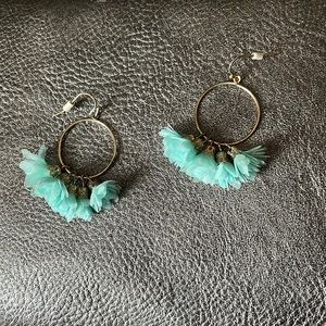 Teal flower earrings
